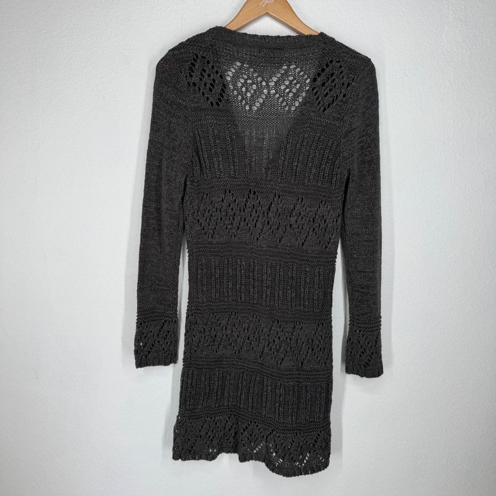Open Knit Pointelle Longline Cardigan Sweater Large Festival Boho Whimsigoth - Picture 5 of 10
